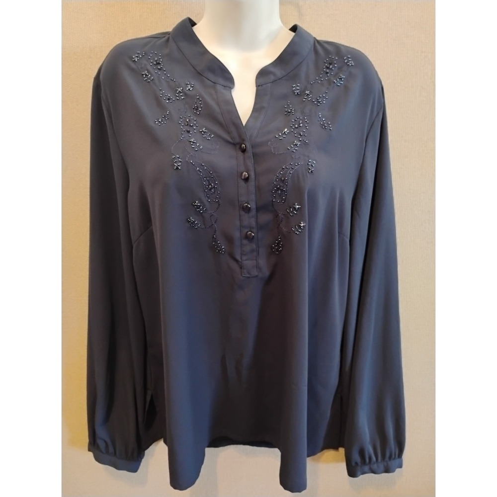 Y2K Jaclyn Smith Beaded & Embroindered Pull Ovet Top Size XL